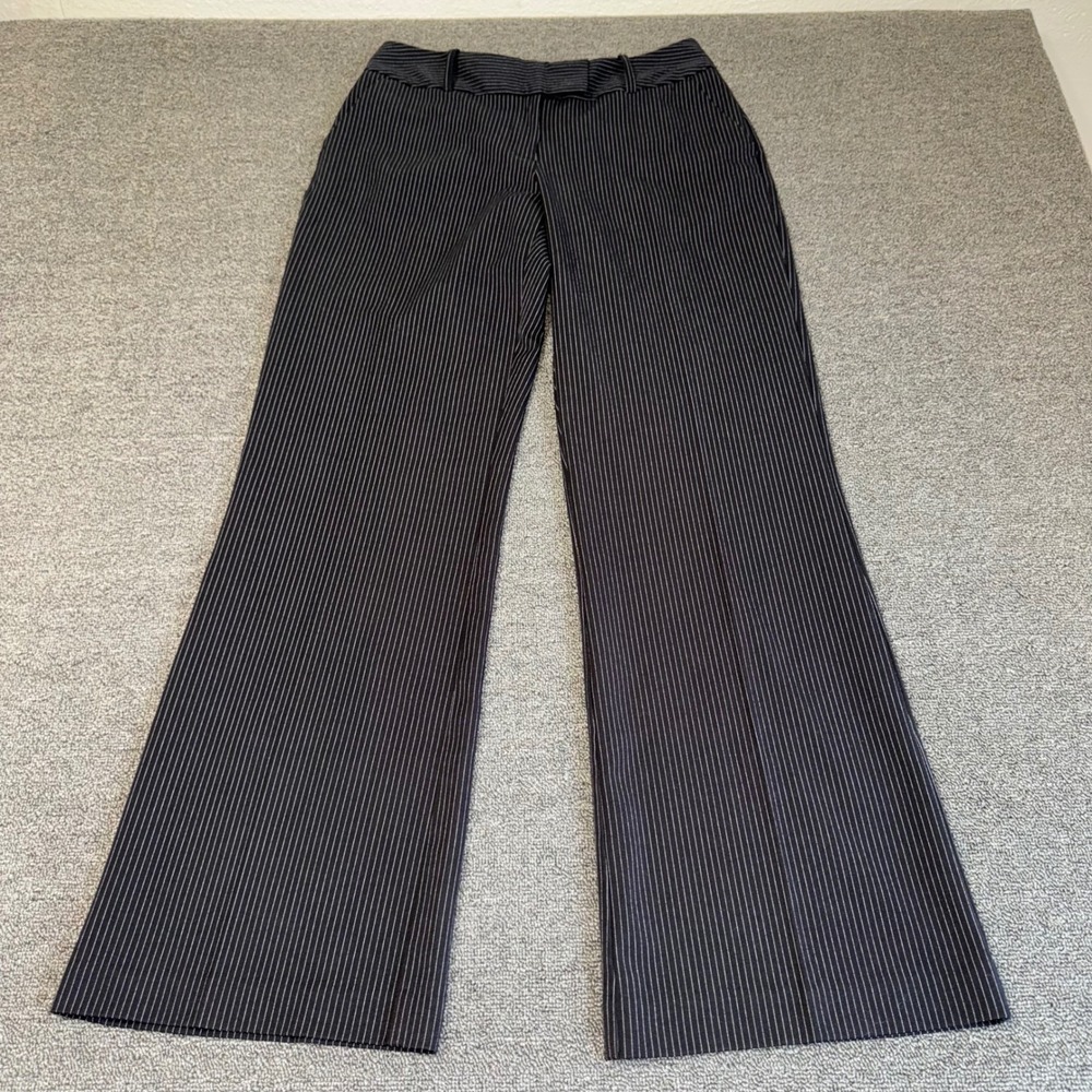 Worthington Modern Fit Pinstripe Wide Leg Dress Pants Black White Size 4 Office